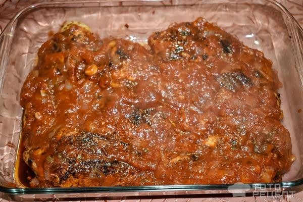 Рецепт: Куринная грудка в томатном соусе с моцареллой - в духовке Рецепт: Куринная грудка в томатном соусе с моцареллой - в духовке