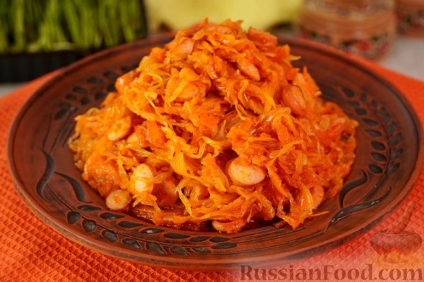Капуста, тушенная с сосисками Капуста, тушенная с сосисками