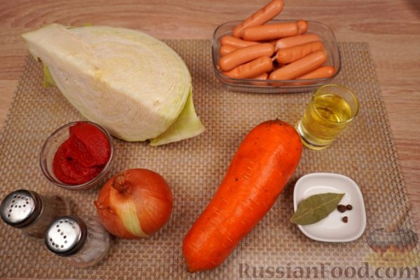 Капуста, тушенная с сосисками Капуста, тушенная с сосисками