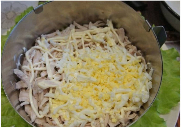 Салат с курицей и ананасами классический Салат с курицей и ананасами классический