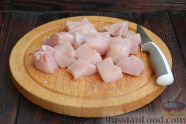 Шашлычки из куриного филе в йогуртовом маринаде, с беконом Шашлычки из куриного филе в йогуртовом маринаде, с беконом