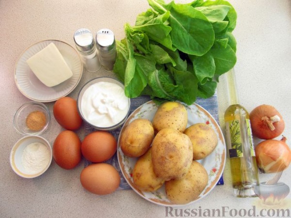 Молодой картофель, запечённый со шпинатом и сыром Молодой картофель, запечённый со шпинатом и сыром