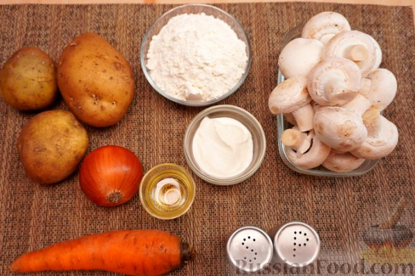 Картофельные мини-пиццы с шампиньонами и морковью Картофельные мини-пиццы с шампиньонами и морковью