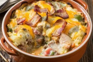 Куриное филе с беконом в сливках в духовке
