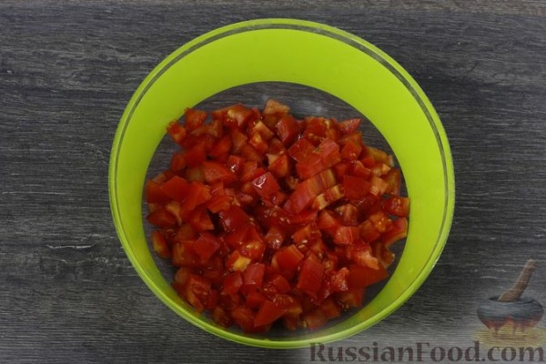 Острая закуска из жареных баклажанов с помидорами Острая закуска из жареных баклажанов с помидорами
