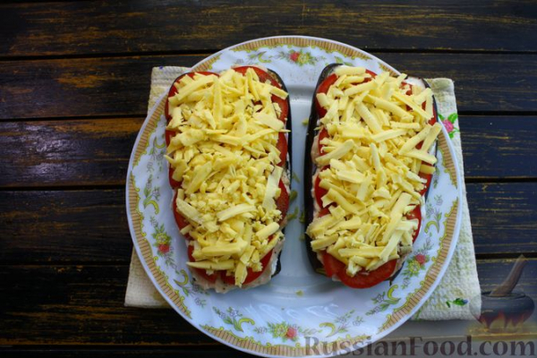 Баклажаны с куриным фаршем, помидорами и сыром (в микроволновке) Баклажаны с куриным фаршем, помидорами и сыром (в микроволновке)