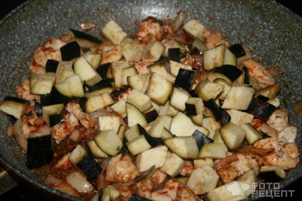 Рецепт: Соте из баклажан - с курицей и овощами Рецепт: Соте из баклажан - с курицей и овощами