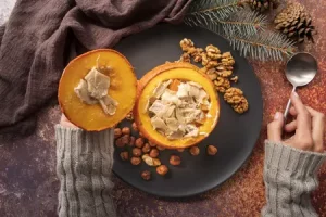Тыквенная каша в тыкве, с орехами