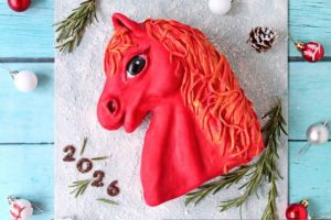 Новогодний торт «Огненная лошадь»