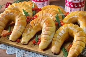 Калач «подкова» с хурмой и творогом