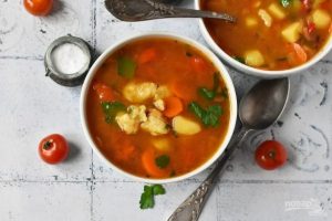 Постный суп с галушками